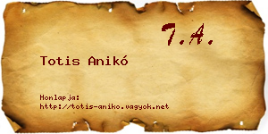 Totis Anikó névjegykártya